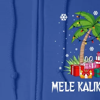 Mele Kalikimaka Hawaiian Christmas Palm Tree Family Pajamas Gift Full Zip Hoodie