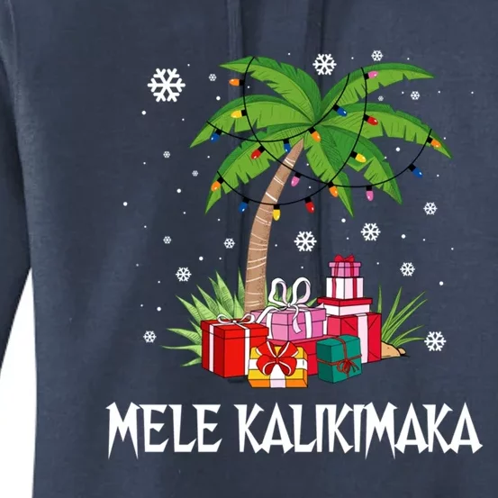 Mele Kalikimaka Hawaiian Christmas Palm Tree Family Pajamas Gift Women's Pullover Hoodie