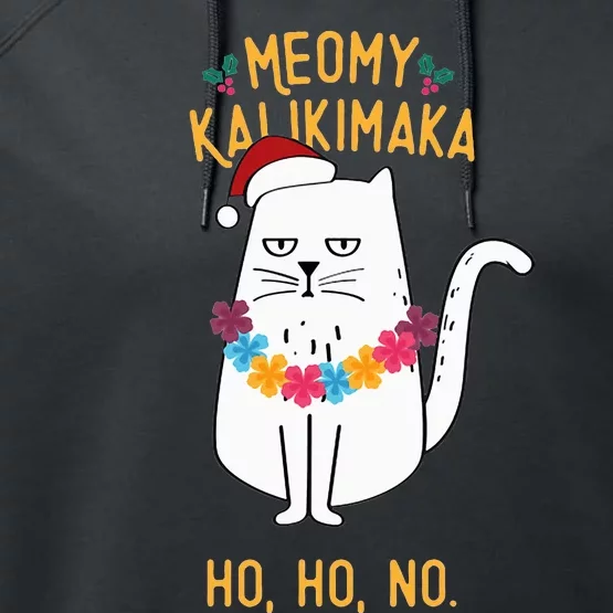 Mele Kalikimaka Hawaiian Santa Christmas Pajamas Cat Lovers Performance Fleece Hoodie