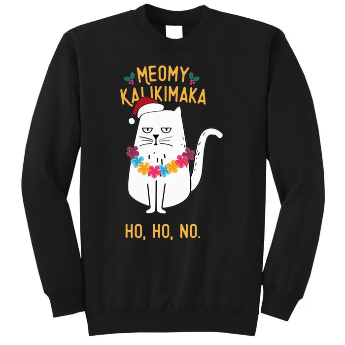 Mele Kalikimaka Hawaiian Santa Christmas Pajamas Cat Lovers Sweatshirt