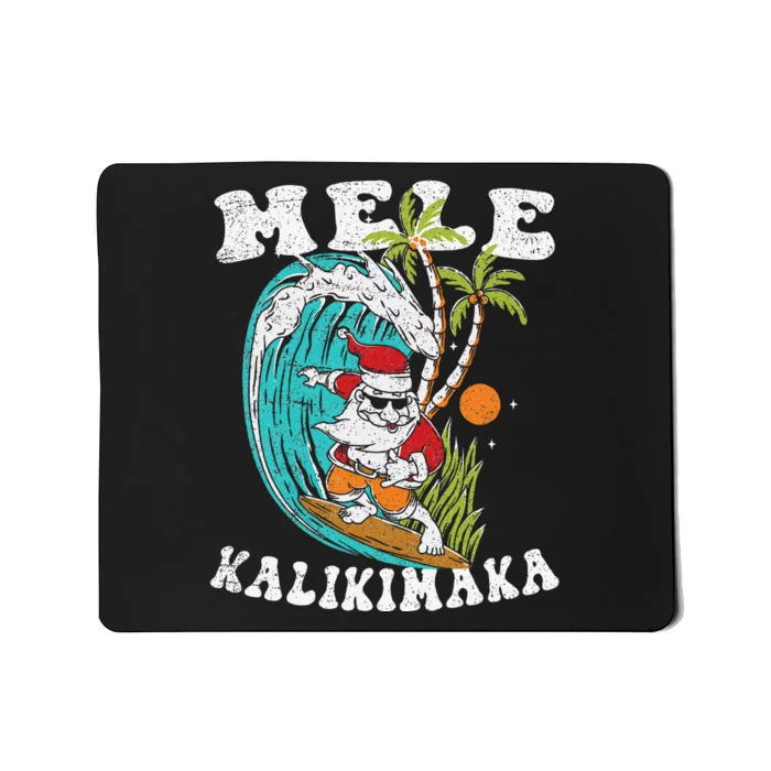 Mele Kalikimaka Hawaii Christmas Surfing Santa Mousepad