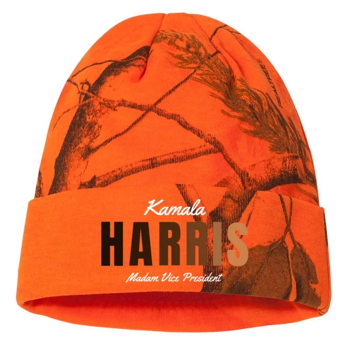 Melanin Kamala Harris Madam Vice President Gift Kati - 12in Camo Beanie