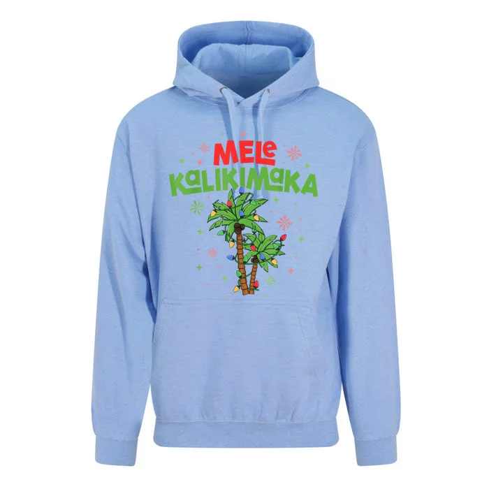 Mele Kalikimaka Hawaiian Christmas Palm Tree Lights Xmas Gift Unisex Surf Hoodie