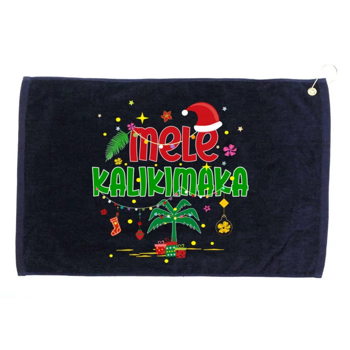 Mele Kalikimaka Hawaiian Christmas Palm Tree Lights Xmas Gift Grommeted Golf Towel