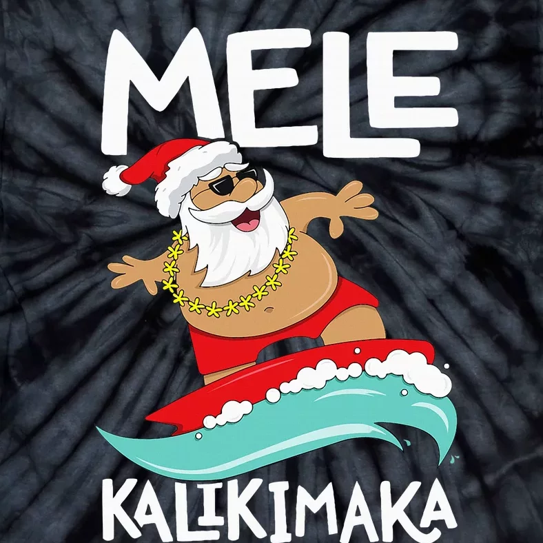 Mele Kalikimaka Hawaiian Christmas Hawaii Surfing Santa Tie-Dye T-Shirt