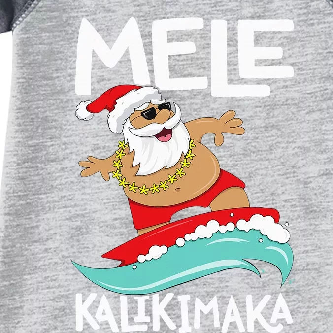 Mele Kalikimaka Hawaiian Christmas Hawaii Surfing Santa Infant Baby Jersey Bodysuit