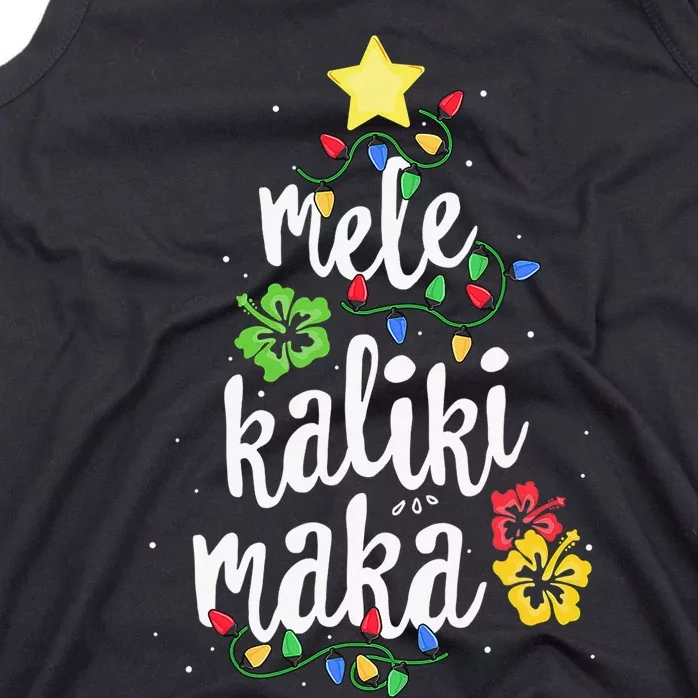 Mele Kalikimaka Hawaiian Christmas Palm Tree Lights Xmas Tank Top