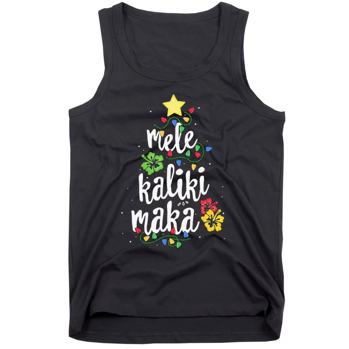 Mele Kalikimaka Hawaiian Christmas Palm Tree Lights Xmas Tank Top