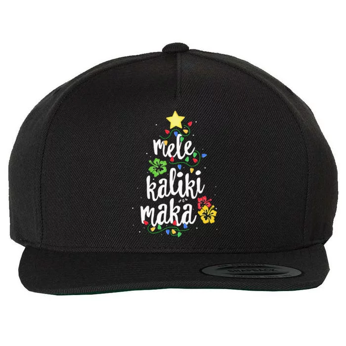 Mele Kalikimaka Hawaiian Christmas Palm Tree Lights Xmas Wool Snapback Cap