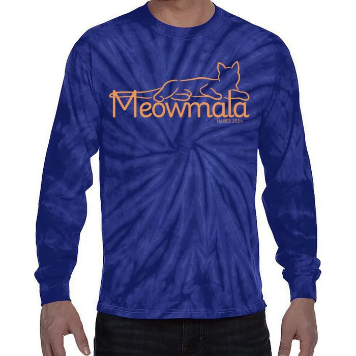 Meowmala Kamala Harris Cat Ladies 2024 Election Tie-Dye Long Sleeve Shirt