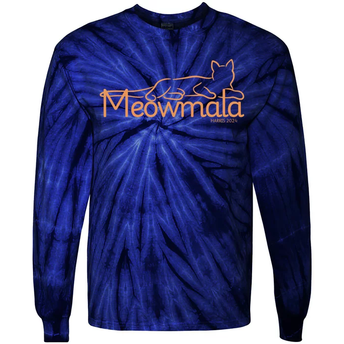 Meowmala Kamala Harris Cat Ladies 2024 Election Tie-Dye Long Sleeve Shirt