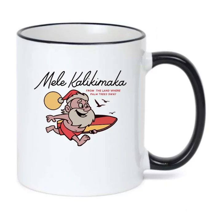 Mele Kalikimaka Hawaii Christmas Surfing Santa Black Color Changing Mug