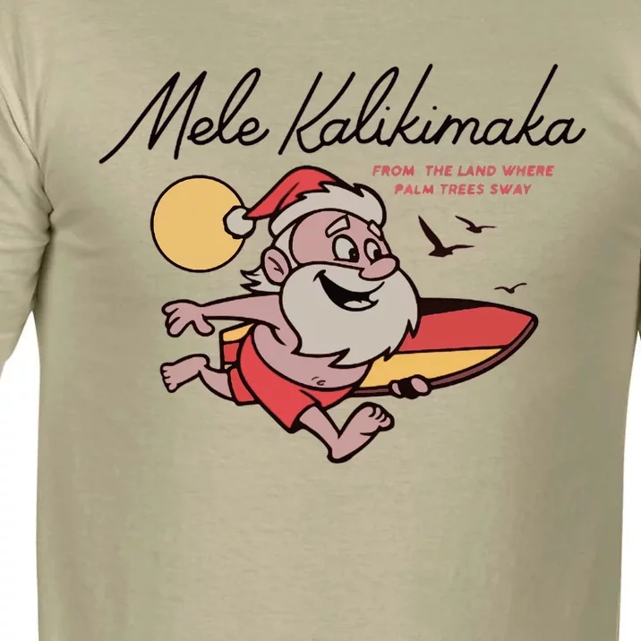 Mele Kalikimaka Hawaii Christmas Surfing Santa Comfort Colors T-Shirt