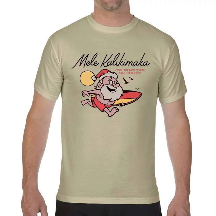 Mele Kalikimaka Hawaii Christmas Surfing Santa Comfort Colors T-Shirt