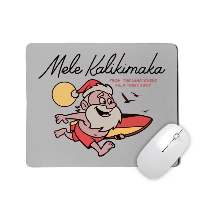 Mele Kalikimaka Hawaii Christmas Surfing Santa Mousepad