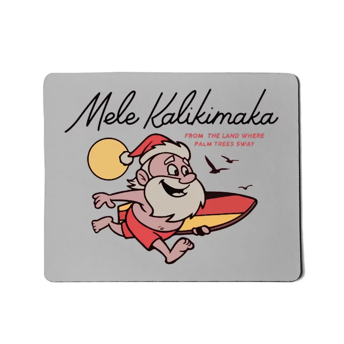 Mele Kalikimaka Hawaii Christmas Surfing Santa Mousepad