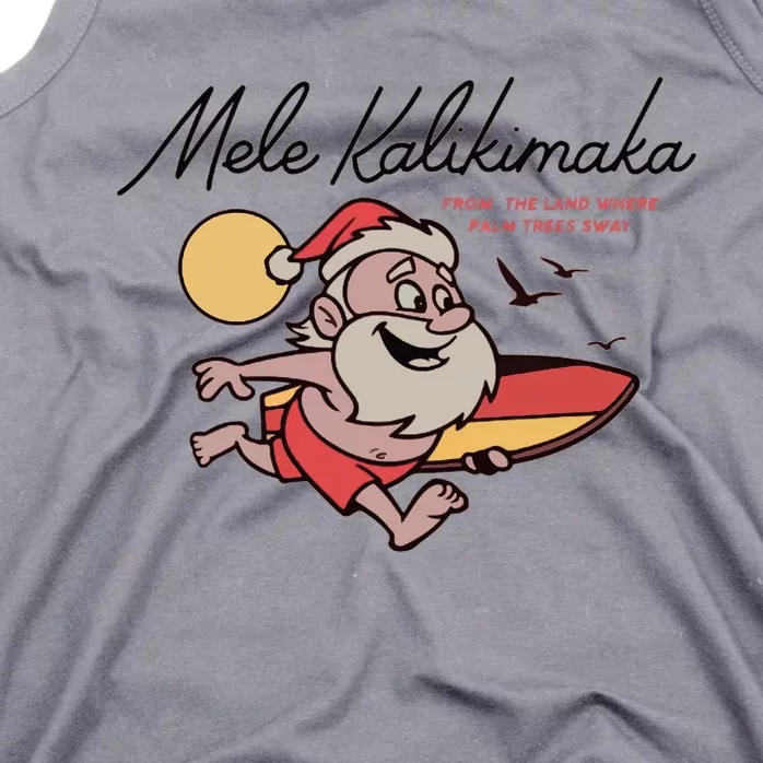 Mele Kalikimaka Hawaii Christmas Surfing Santa Tank Top