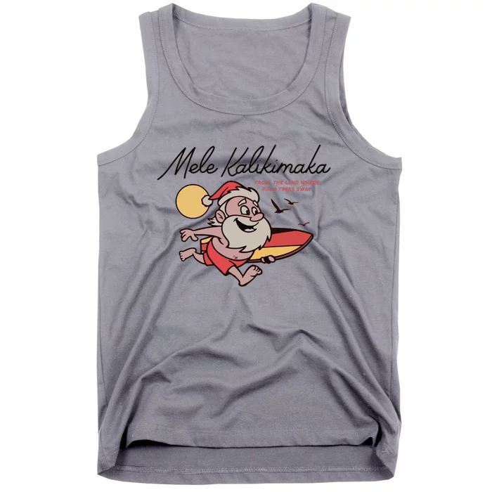 Mele Kalikimaka Hawaii Christmas Surfing Santa Tank Top