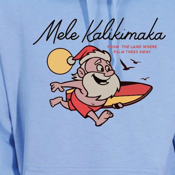 Mele Kalikimaka Hawaii Christmas Surfing Santa Unisex Surf Hoodie