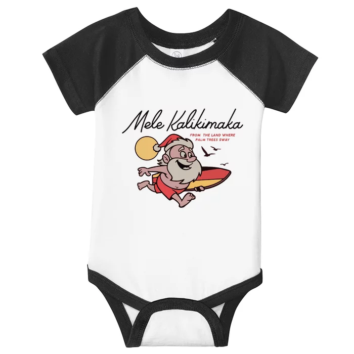 Mele Kalikimaka Hawaii Christmas Surfing Santa Infant Baby Jersey Bodysuit