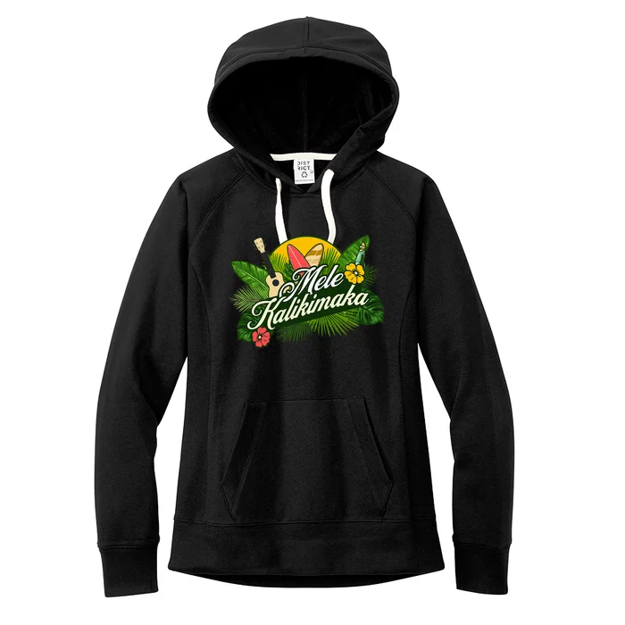 Mele Kalikimaka Hawaiian Christmas Women's Fleece Hoodie