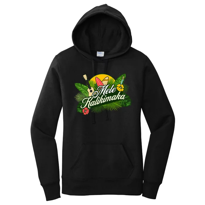 Mele Kalikimaka Hawaiian Christmas Women's Pullover Hoodie