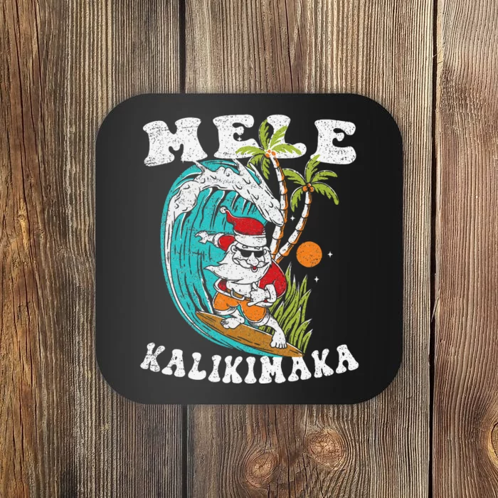 Mele Kalikimaka Hawaii Christmas Surfing Santa Coaster