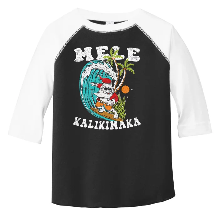 Mele Kalikimaka Hawaii Christmas Surfing Santa Toddler Fine Jersey T-Shirt