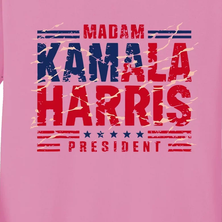 Madam Kamala Harris President Election 2024 Kids Long Sleeve Shirt