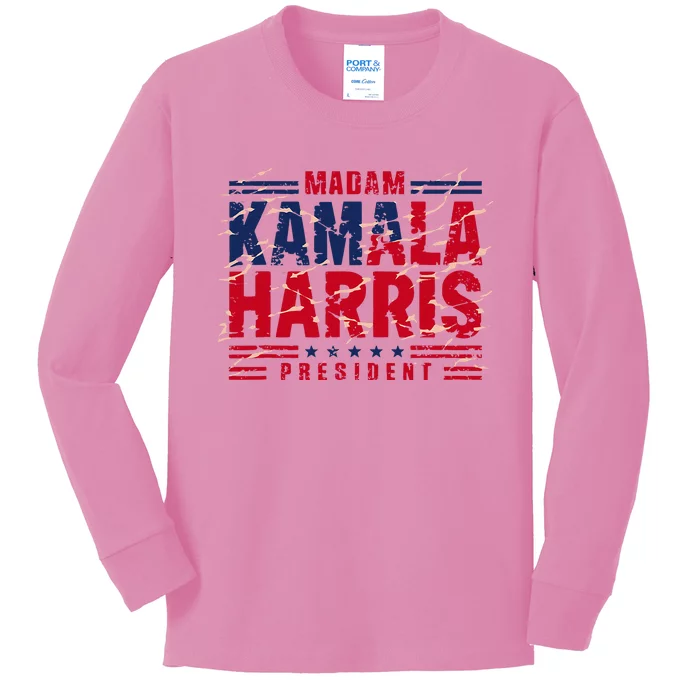 Madam Kamala Harris President Election 2024 Kids Long Sleeve Shirt