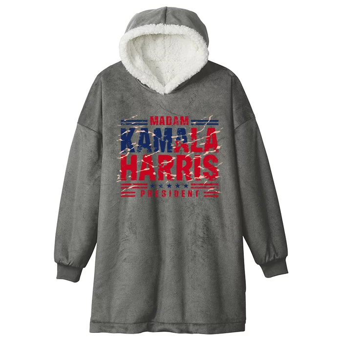 Madam Kamala Harris President Election 2024 Hooded Wearable Blanket