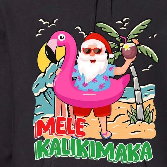 Mele Kalikimaka Hawaiian Christmas In Hawaii Beach Santa Premium Hoodie