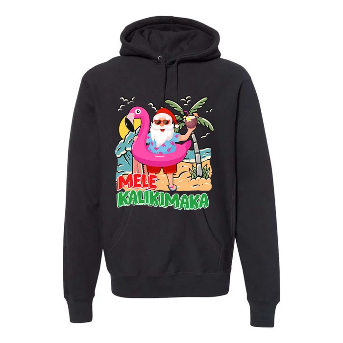 Mele Kalikimaka Hawaiian Christmas In Hawaii Beach Santa Premium Hoodie