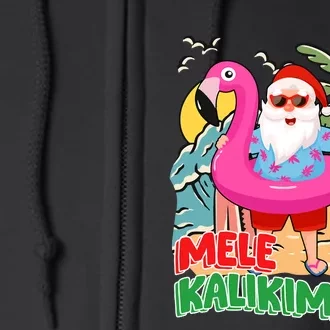 Mele Kalikimaka Hawaiian Christmas In Hawaii Beach Santa Full Zip Hoodie