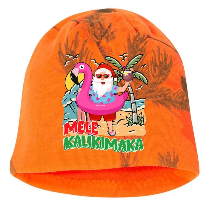 Mele Kalikimaka Hawaiian Christmas In Hawaii Beach Santa Kati - Camo Knit Beanie