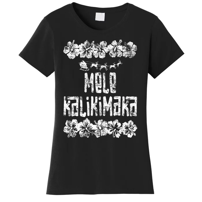 Mele Kalikimaka Hawaii Christmas Santa Beach Women's T-Shirt