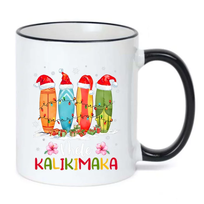 Mele Kalikimaka Hawaii Christmas Beach Surfboard Black Color Changing Mug