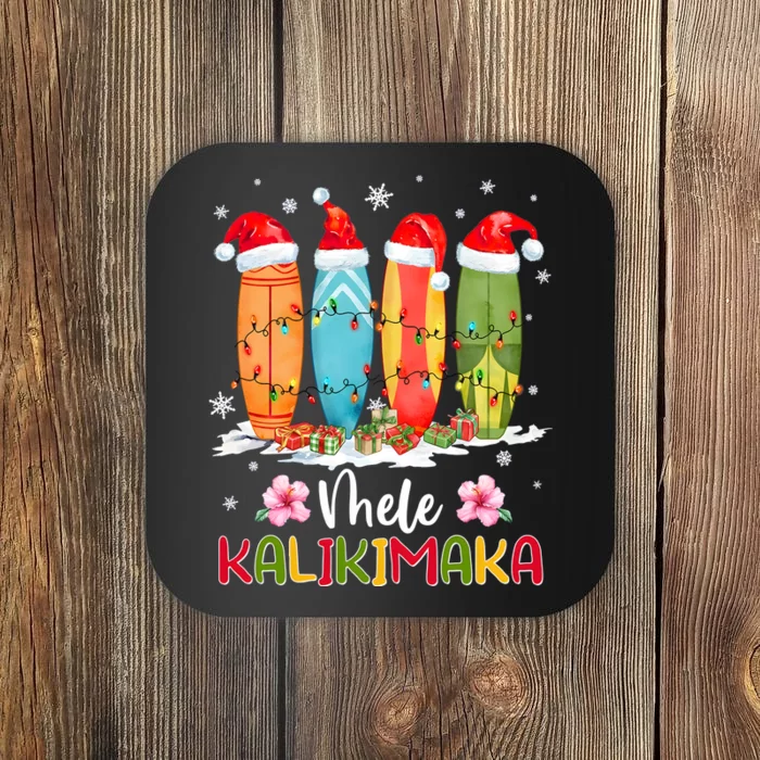 Mele Kalikimaka Hawaii Christmas Beach Surfboard Coaster