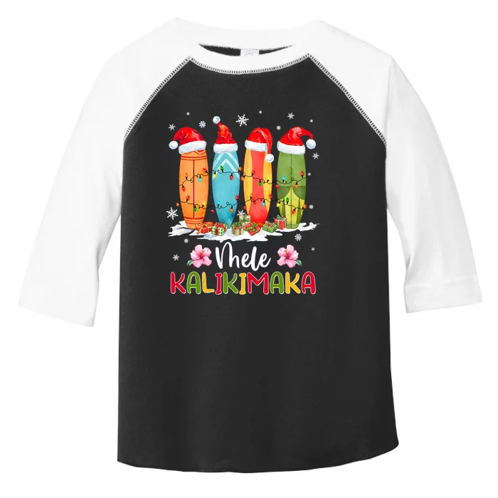 Mele Kalikimaka Hawaii Christmas Beach Surfboard Toddler Fine Jersey T-Shirt