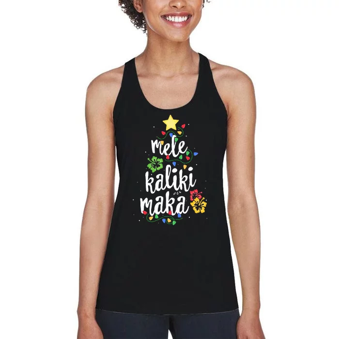 Mele Kalikimaka  Hawaiian Hawaii Christmas Women's Racerback Tank