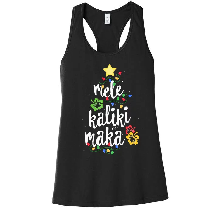 Mele Kalikimaka  Hawaiian Hawaii Christmas Women's Racerback Tank