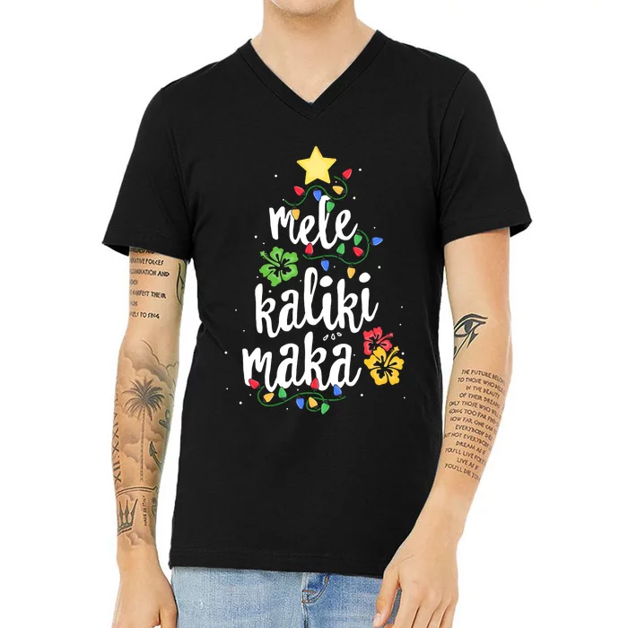 Mele Kalikimaka Hawaiian Hawaii Christmas V-Neck T-Shirt