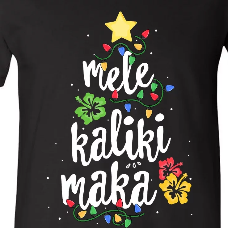 Mele Kalikimaka Hawaiian Hawaii Christmas V-Neck T-Shirt