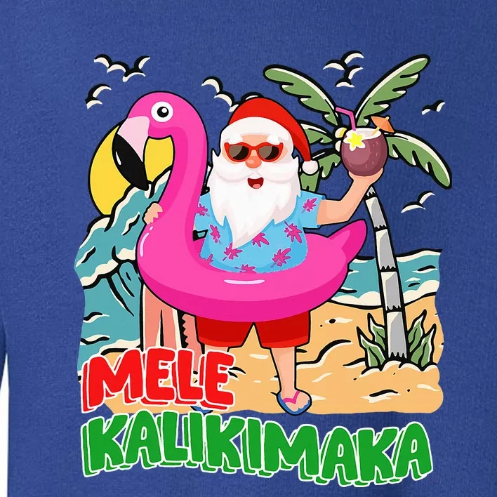 Mele Kalikimaka Hawaiian Christmas in Hawaii Beach Santa Toddler Sweatshirt