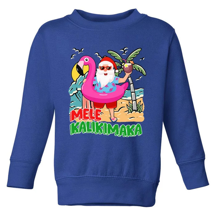 Mele Kalikimaka Hawaiian Christmas in Hawaii Beach Santa Toddler Sweatshirt