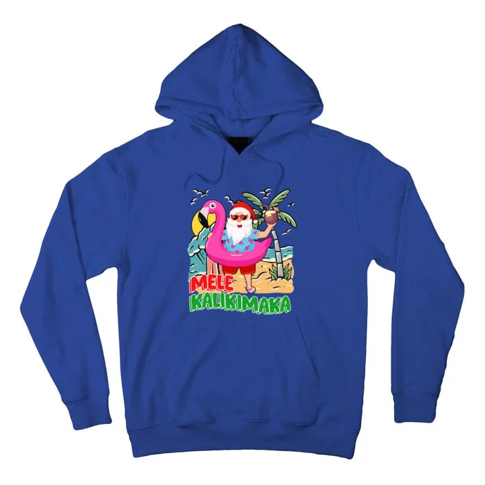 Mele Kalikimaka Hawaiian Christmas in Hawaii Beach Santa Tall Hoodie