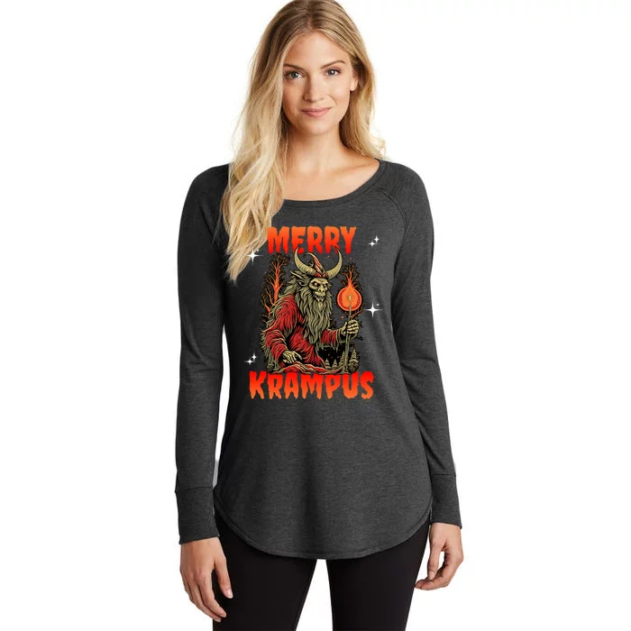 Merry Krampus Horror Ugly Christmas Gruss Vom Krampus Women's Perfect Tri Tunic Long Sleeve Shirt