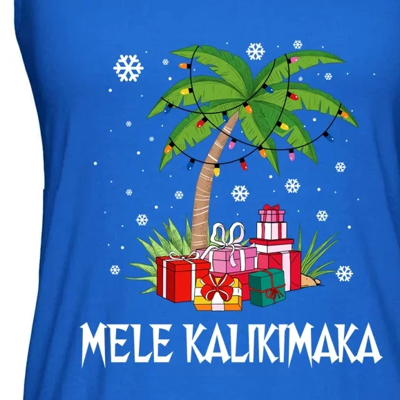 Mele Kalikimaka Hawaiian Christmas Palm Tree Family Pajamas Gift Ladies Essential Flowy Tank