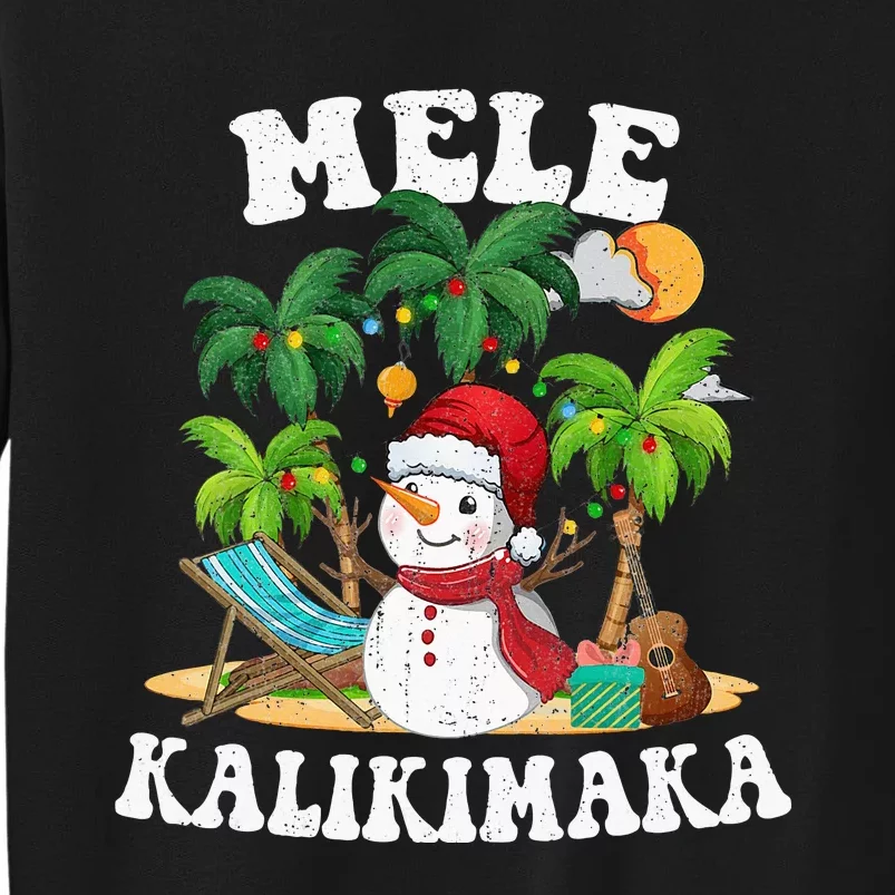 Mele Kalikimaka Hawaii Christmas Snowman Beach Tall Sweatshirt