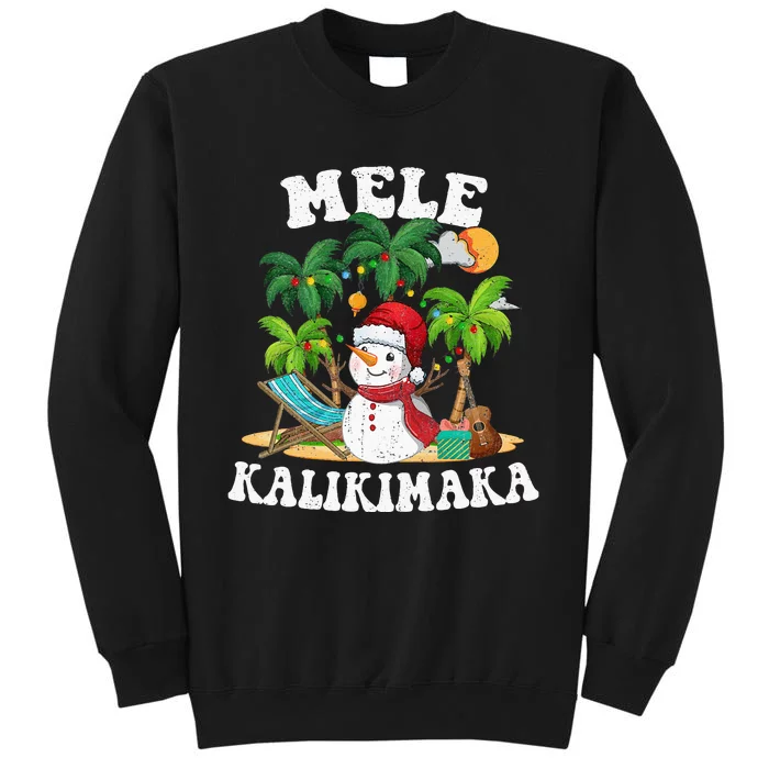 Mele Kalikimaka Hawaii Christmas Snowman Beach Tall Sweatshirt